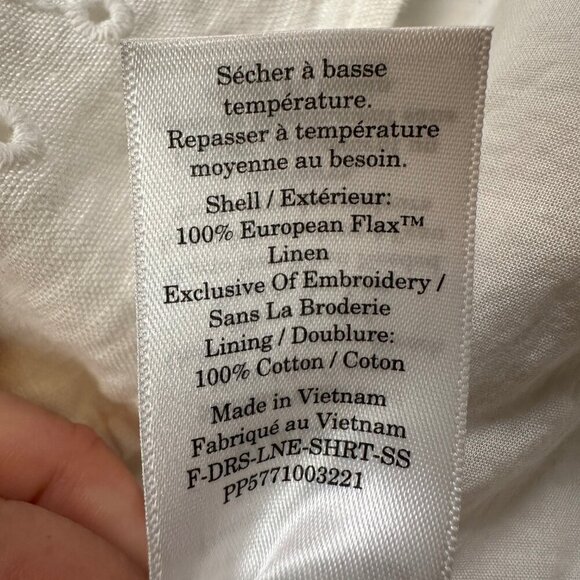 Everlane The Linen Eyelet Shirtdress Bright White Collared Women's Size Medium - Picture 8 of 8